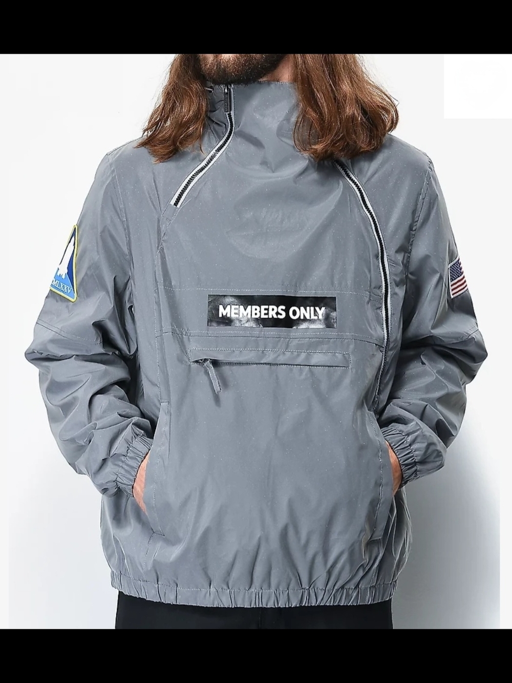 Members Only Gray Pullover Windbreaker Jacket Small